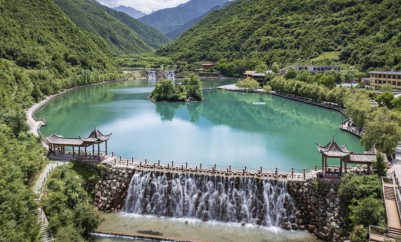 陇南市官鹅沟景区官鹅沟湖泊实景