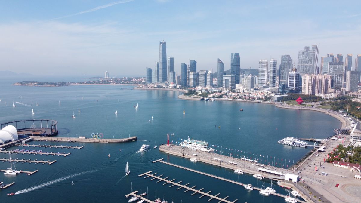 青岛市奥帆海洋文化旅游区奥帆中心全景实景