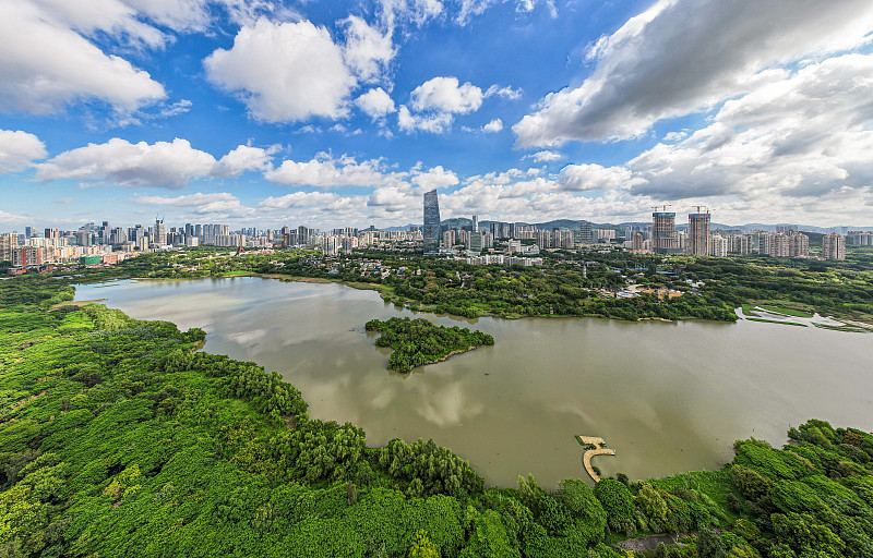 深圳市南山区华侨城旅游度假区湿地航拍实景