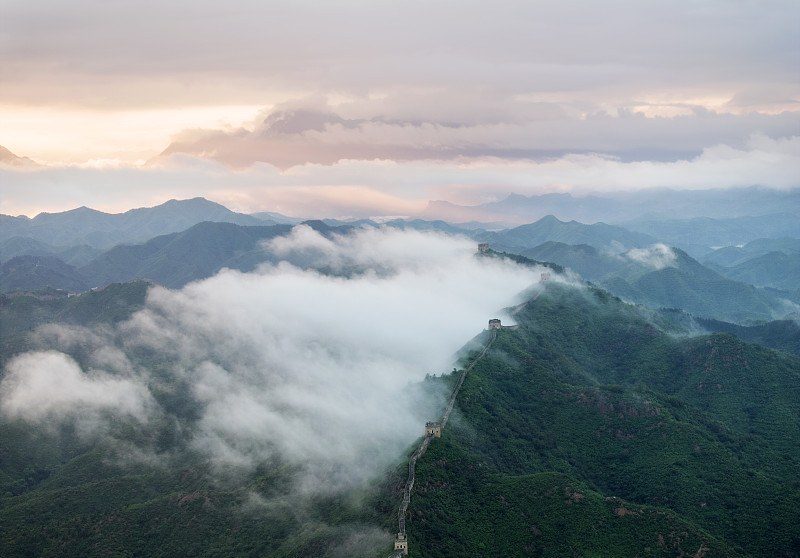 承德市金山岭长城景区长城云海实景