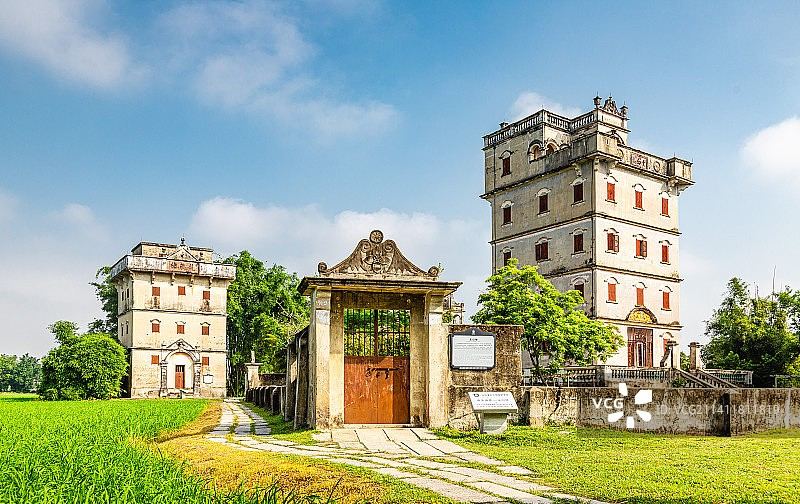 江门市开平市开平碉楼文化旅游区自力村碉楼实景