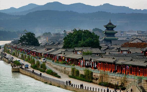 南充市阆中古城旅游景区嘉陵江滨江实景