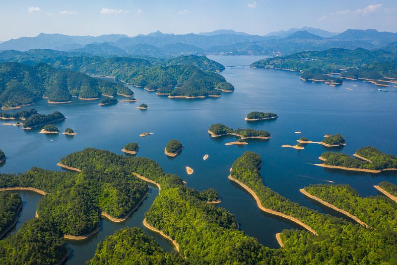 杭州市千岛湖风景区群岛航拍实景