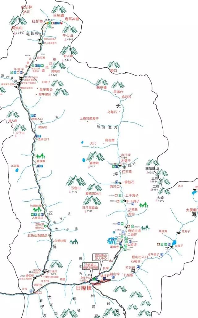 阿坝州四姑娘山景区景区导览图