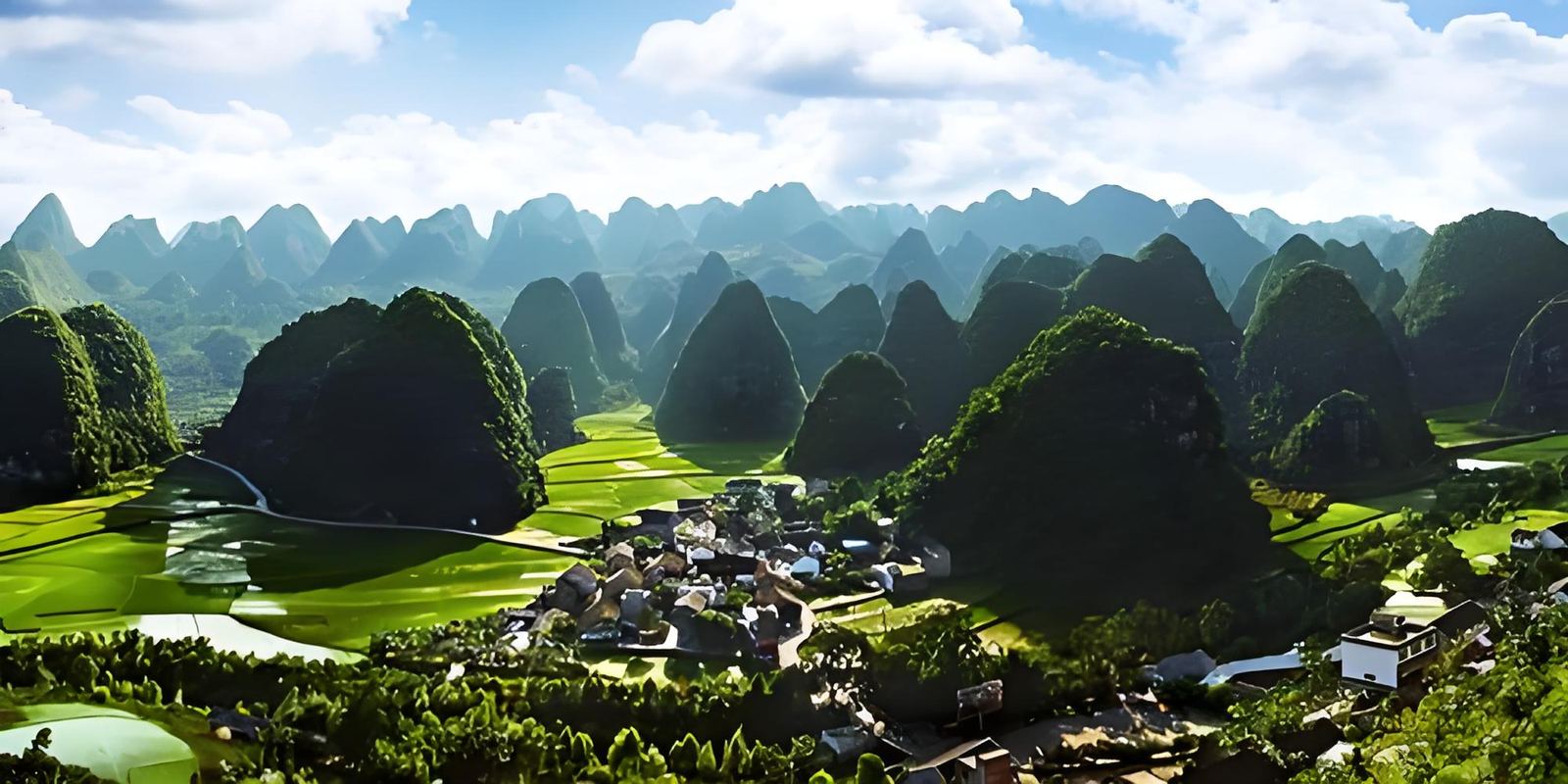 黔西南州万峰林景区万峰林田园实景